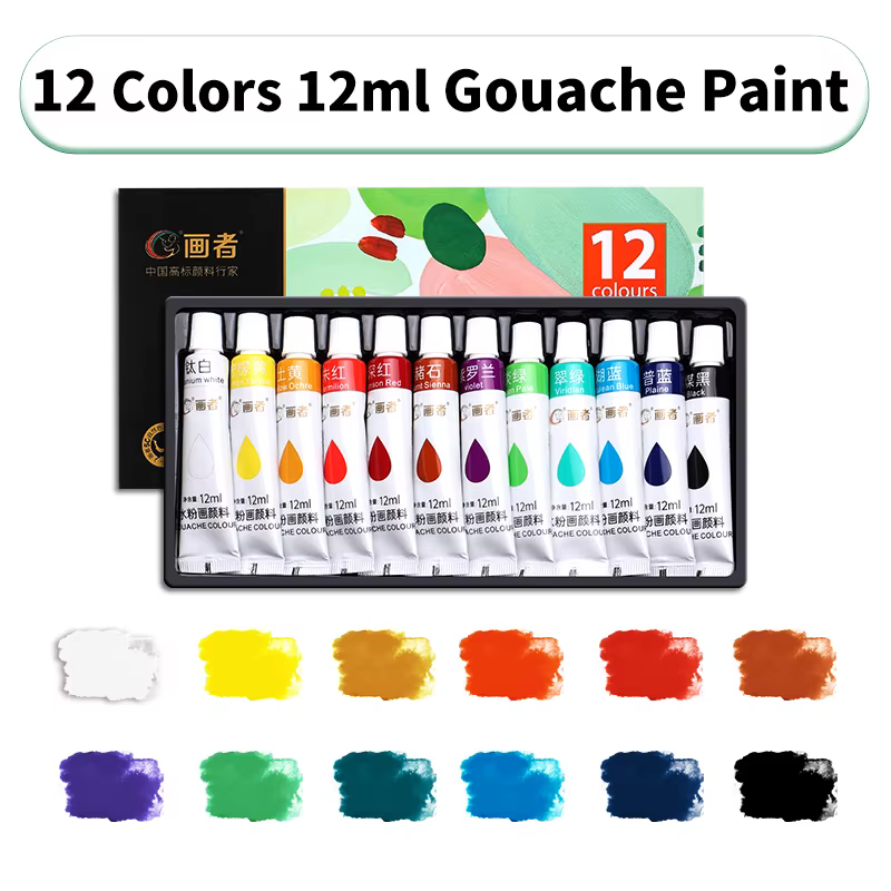 Ensemble de peinture Gouache, 12/18/24/36 couleurs 12 ml/Tube, grande valeur, couleurs vives riches,