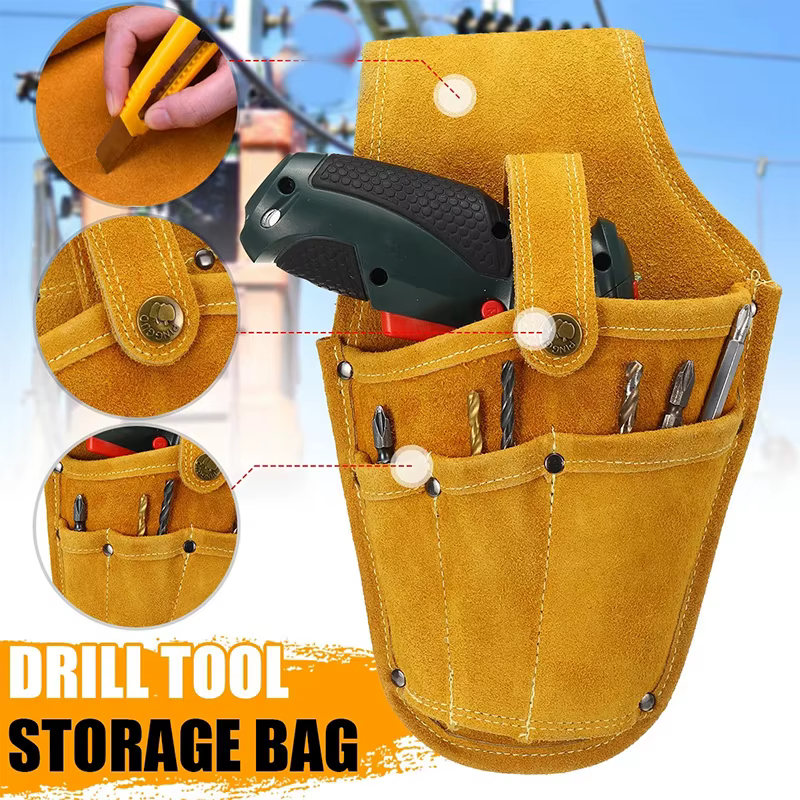 Étui pour perceuse en peau de vache, sac à outils de taille, ceinture électrique Durable, pochette à