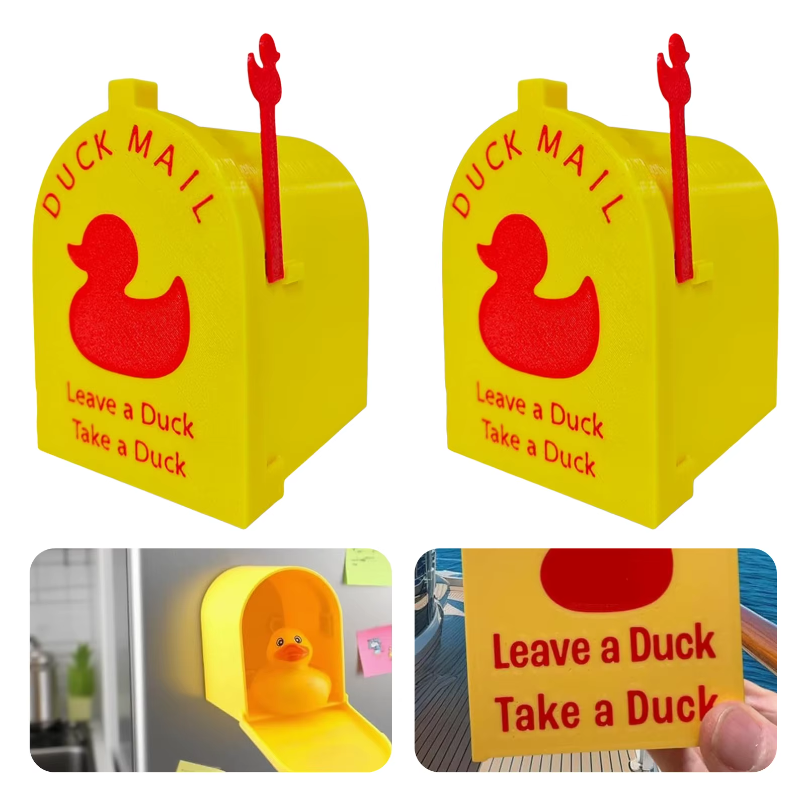 Mini boîte aux lettres canard magnétique en plastique, décoration avec drapeau mobile, autocollants 