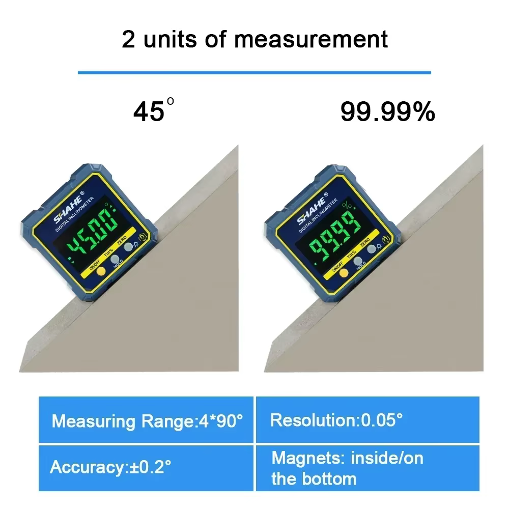 SHAHE – jauge d'angle numérique, rapporteur magnétique, inclinomètre, boîte de niveau Cube d'angle a