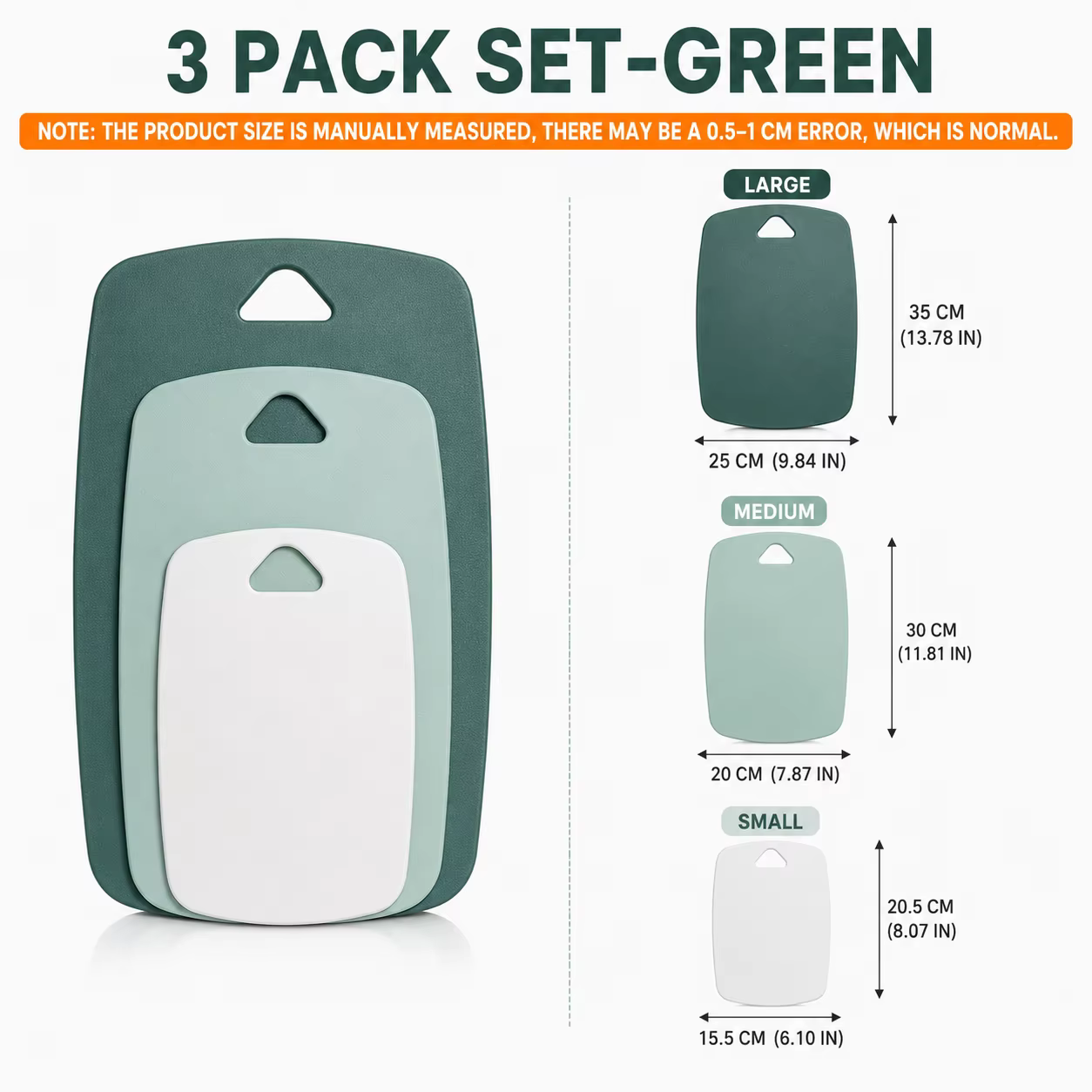 Ensemble de 3 planches à découper en plastique pour la cuisine, épaisses, colorées, antidérapantes, 