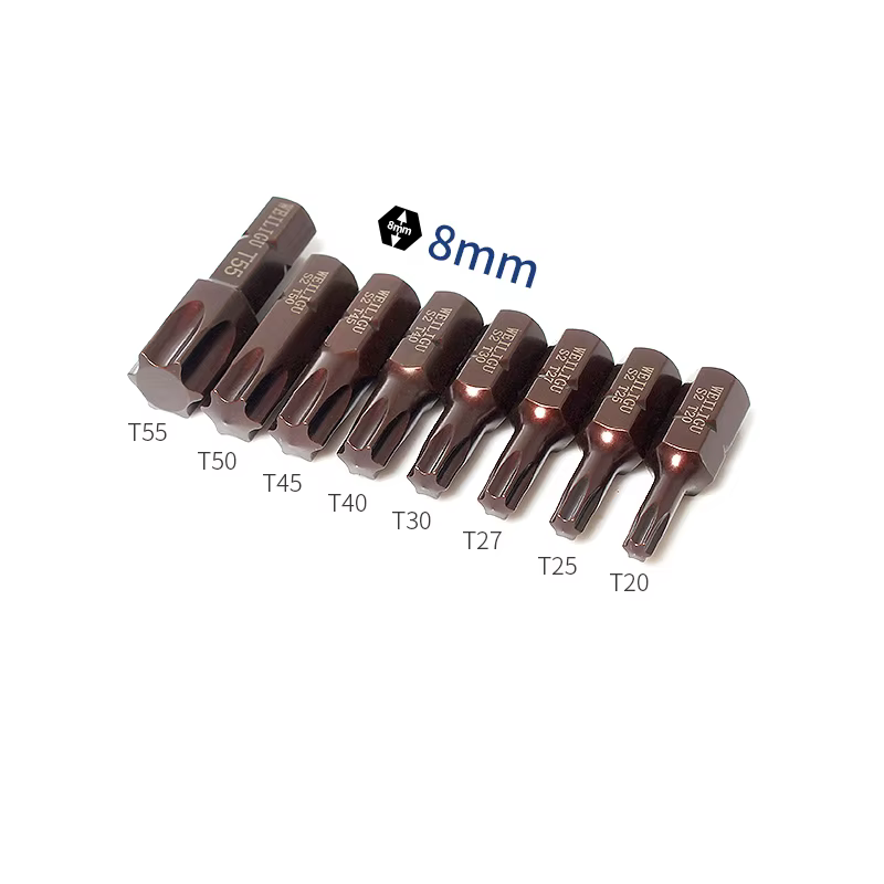 Tournevis Torx magnétique court 5/16 '8mm, embouts hexagonaux polyvalents à Impact robuste T20 T25 T