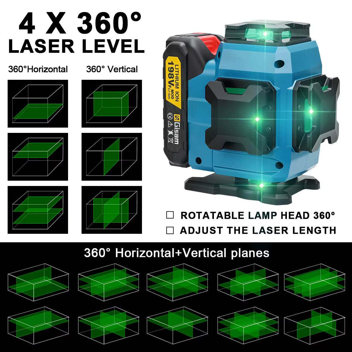 Gami 16 lignes 4D niveau Laser 360 Laser verticaux et horizontaux professionnel Super puissance fais