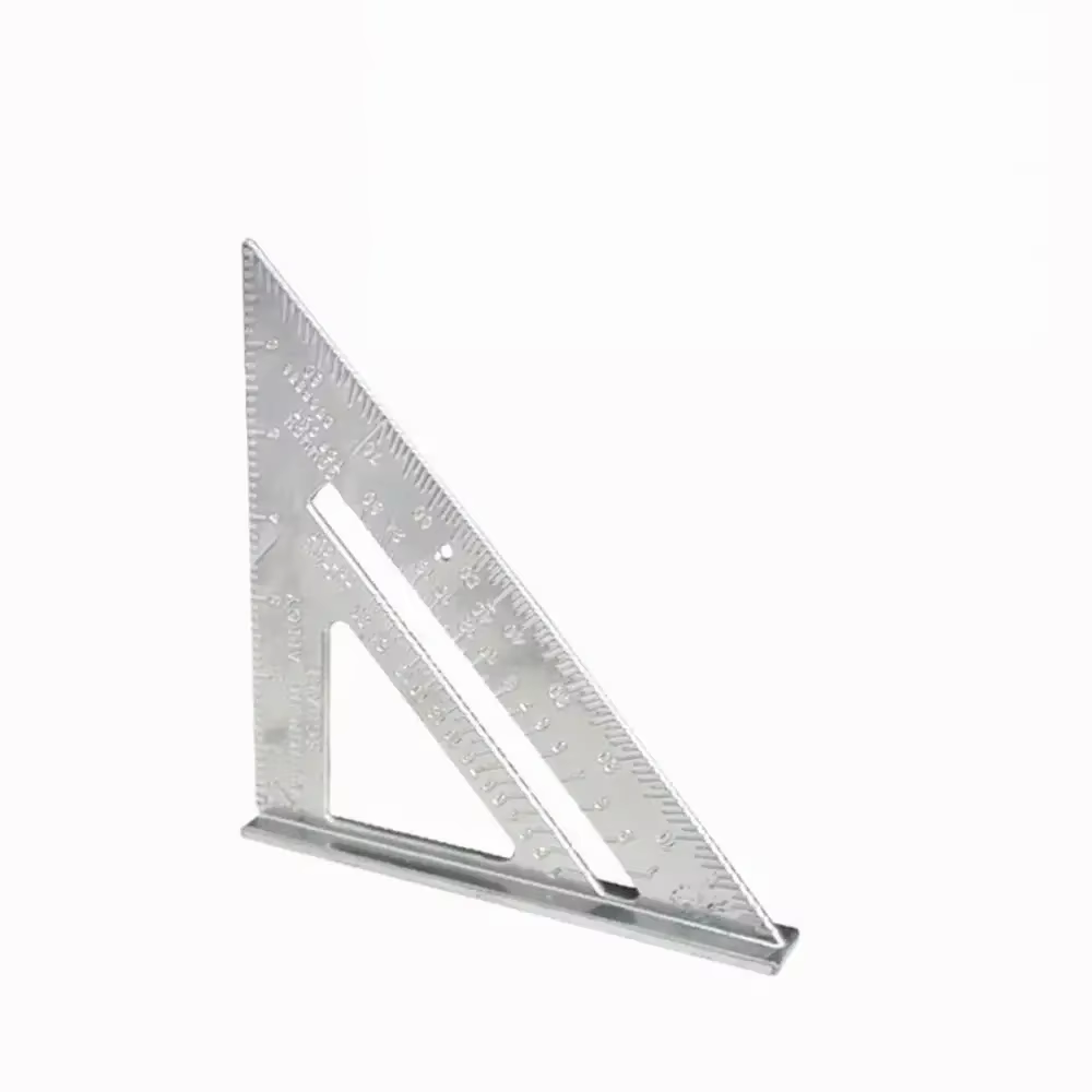 Règle triangulaire de 7 pouces en alliage d'aluminium avec échelle en pouces et métrique, équerre ra