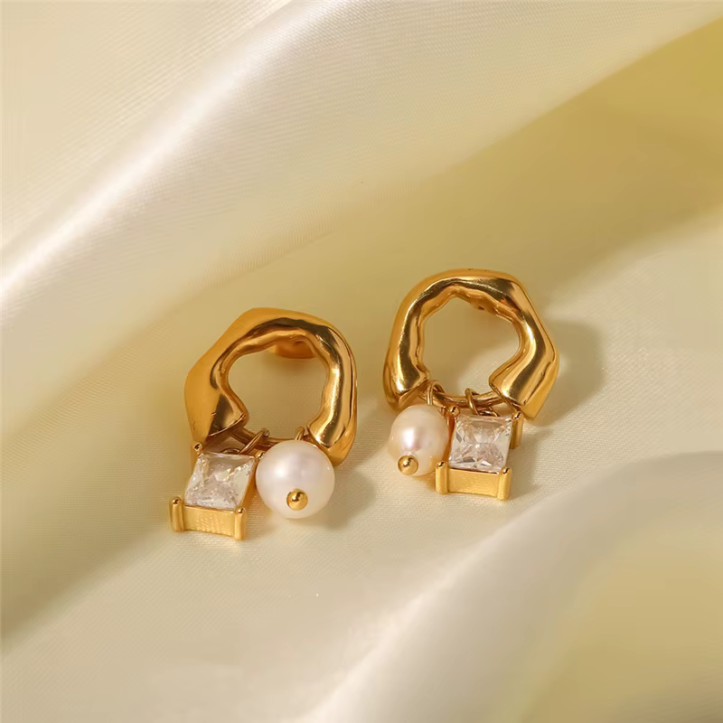 Boucles d'oreilles carrées en cristal vert pour femmes, bijoux de fête hypoallergéniques en acier in