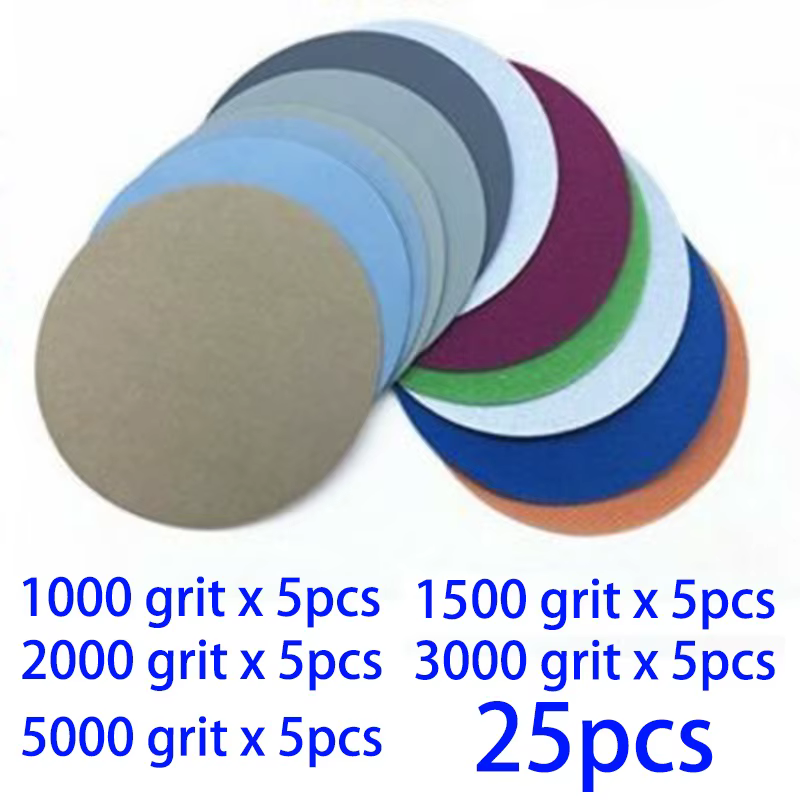 25 pièces 3 pouces papier de verre crochet et boucle disque de ponçage eau/sèche papier de verre out