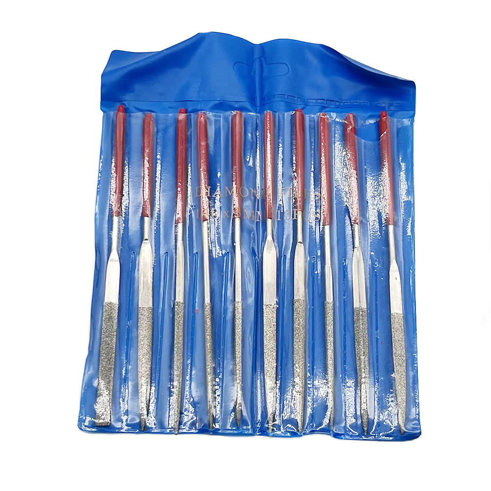 10 pièces diamant aiguille fichier ensemble 3x140mm Mini aiguille fichier Kit pour pierre verre méta