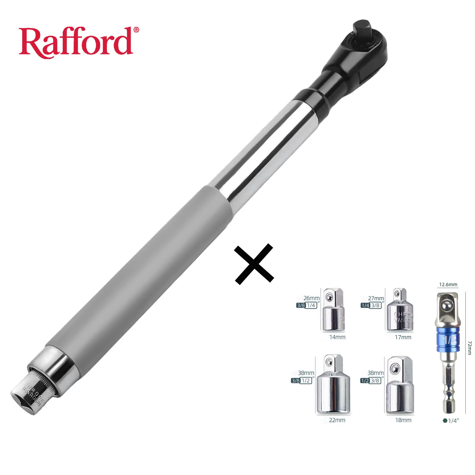Clé offset Rafford : livrée avec un adaptateur de 1/2 pouce + 4 convertisseurs, compatible durable e