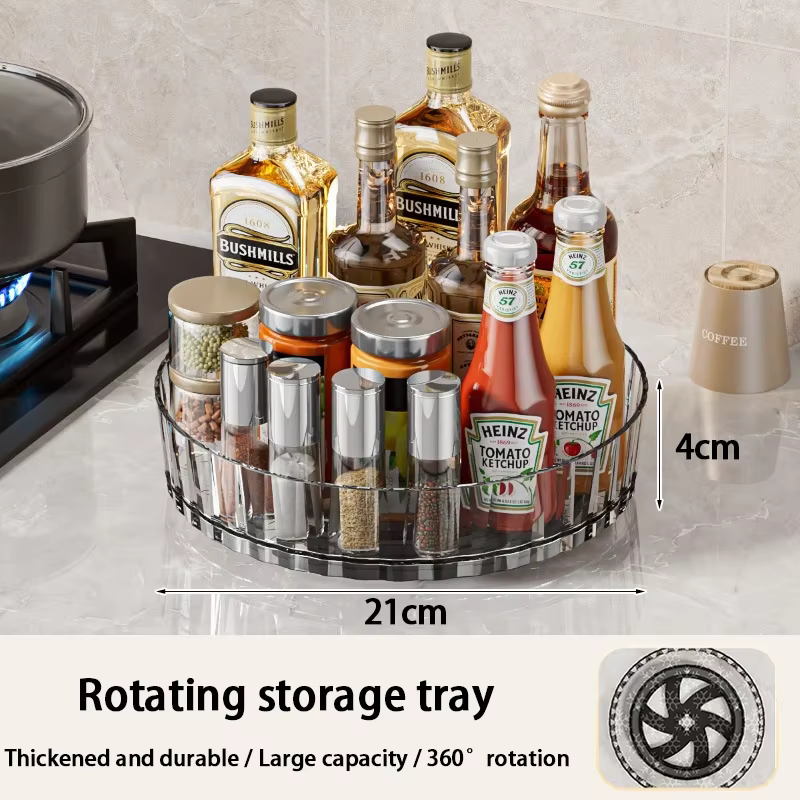 Étagère à épices rotative pour cuisines domestiques, plateau de rangement multifonctionnel pour bout