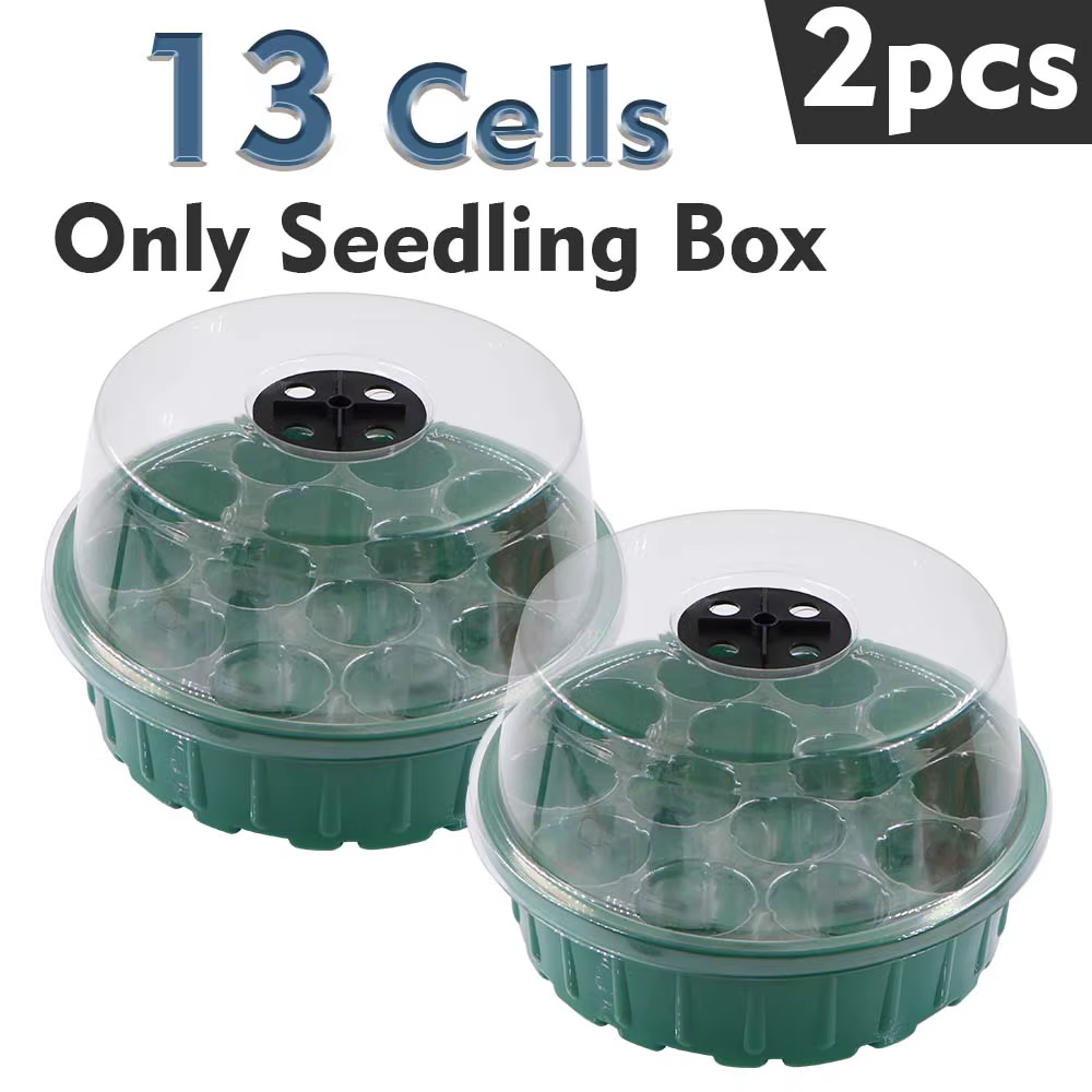 Boîte de Germination Ronde à 13 Cellules, Kit de Plateaux de Semis pour Pépinière avec Éponge de Cro