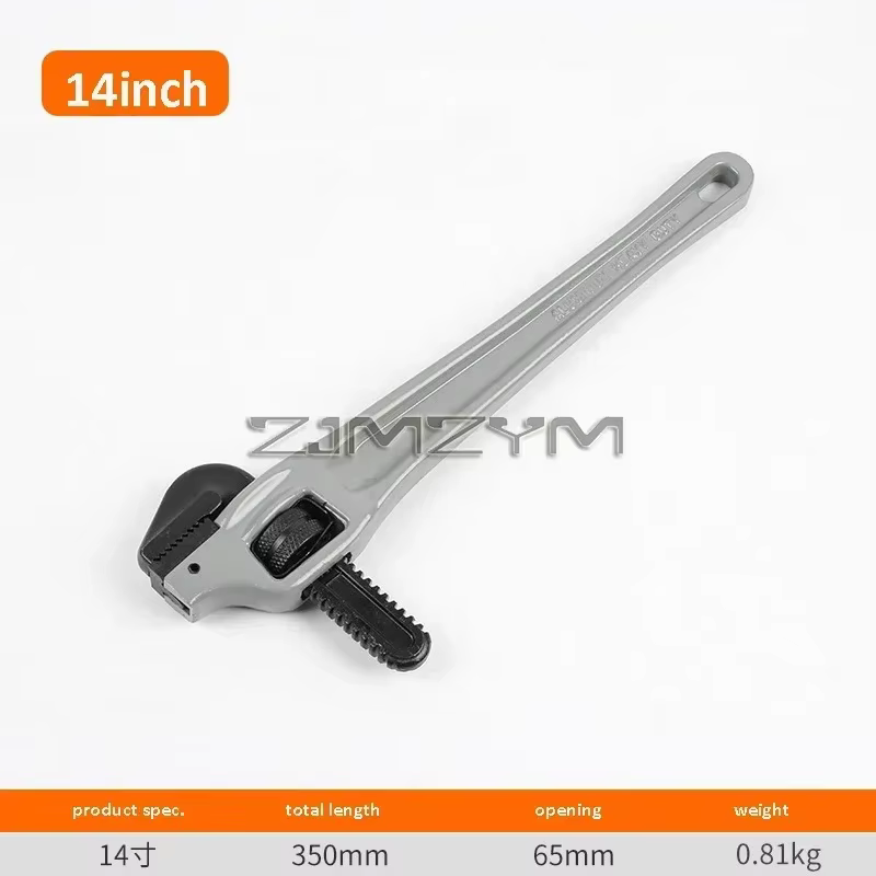 1 clé à tuyau 14 "18" 24 ", poignée en alliage d'aluminium, acier au chrome-molybdène 90 °   Pince t