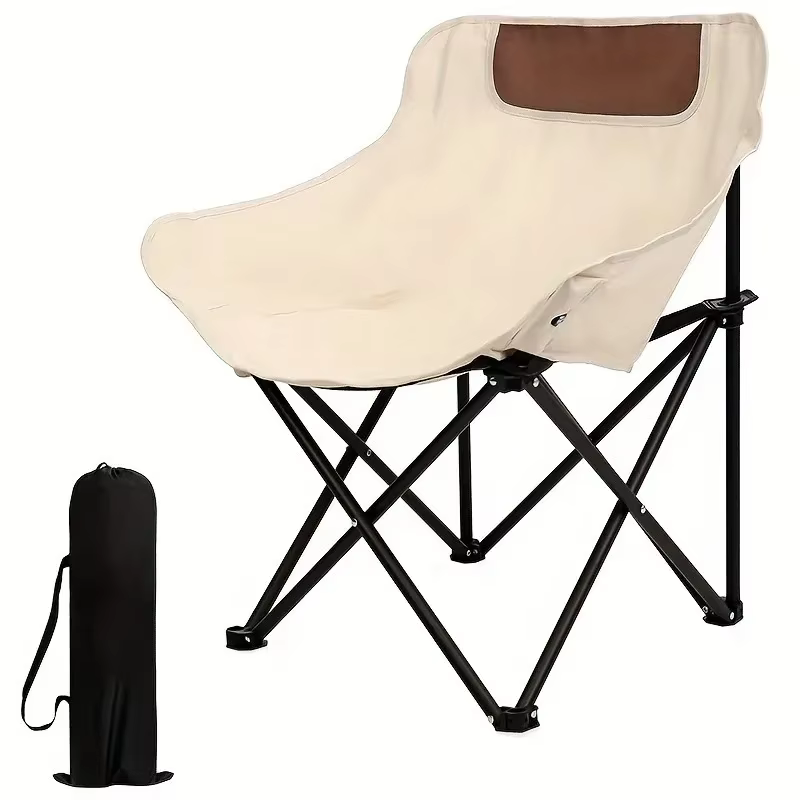 Chaise de loisirs pliable en tissu Oxford, surdimensionnée et portable, avec poche latérale pratique