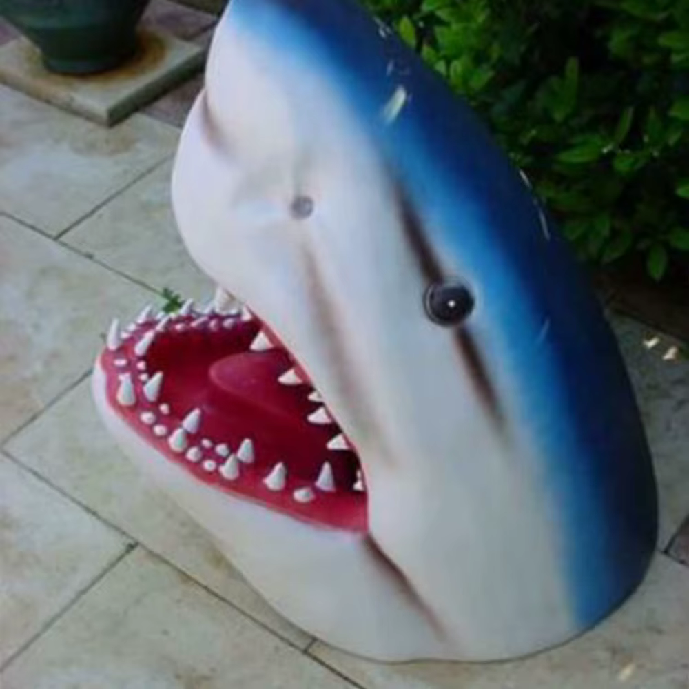 Sculpture murale de tête de grand requin blanc, cosplay en résine, statue de mâchoires 3D, artisanat