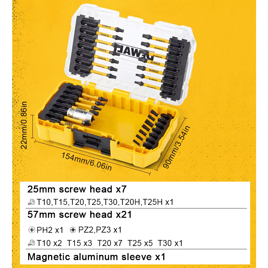 Dewalt Jeu d'embouts de tournevis de 29 pièces avec étui robuste pour artisans professionnels et de 