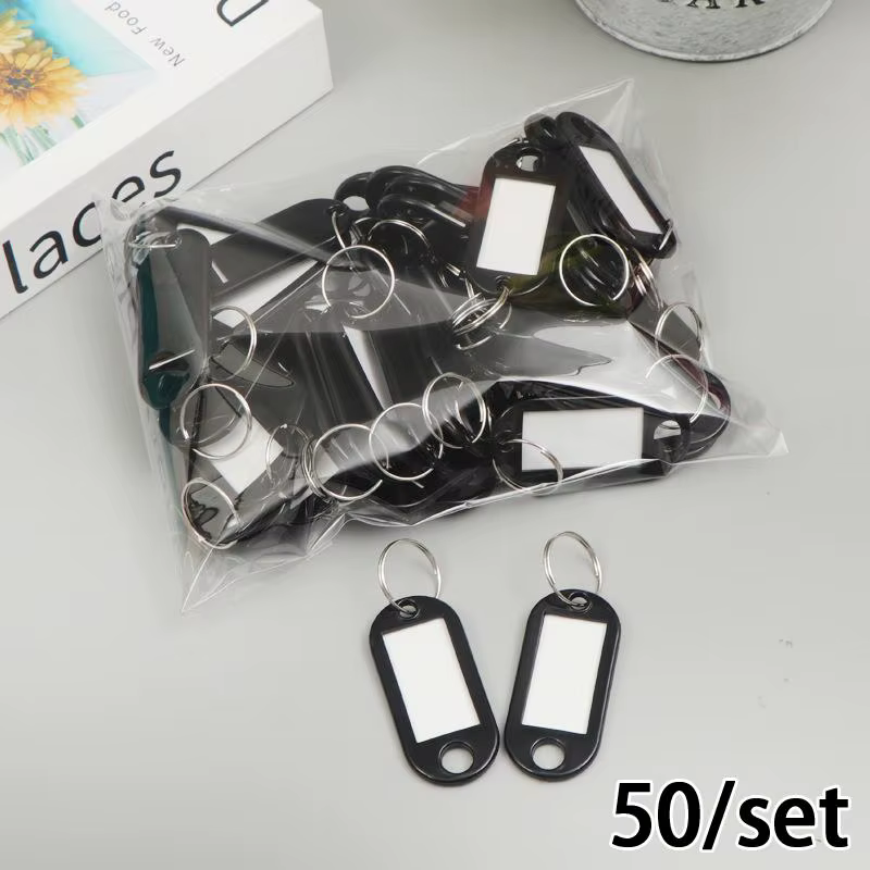 Étiquettes porte-clés avec anneaux fendus, 50 pièces, étiquettes d'identification durables pour port