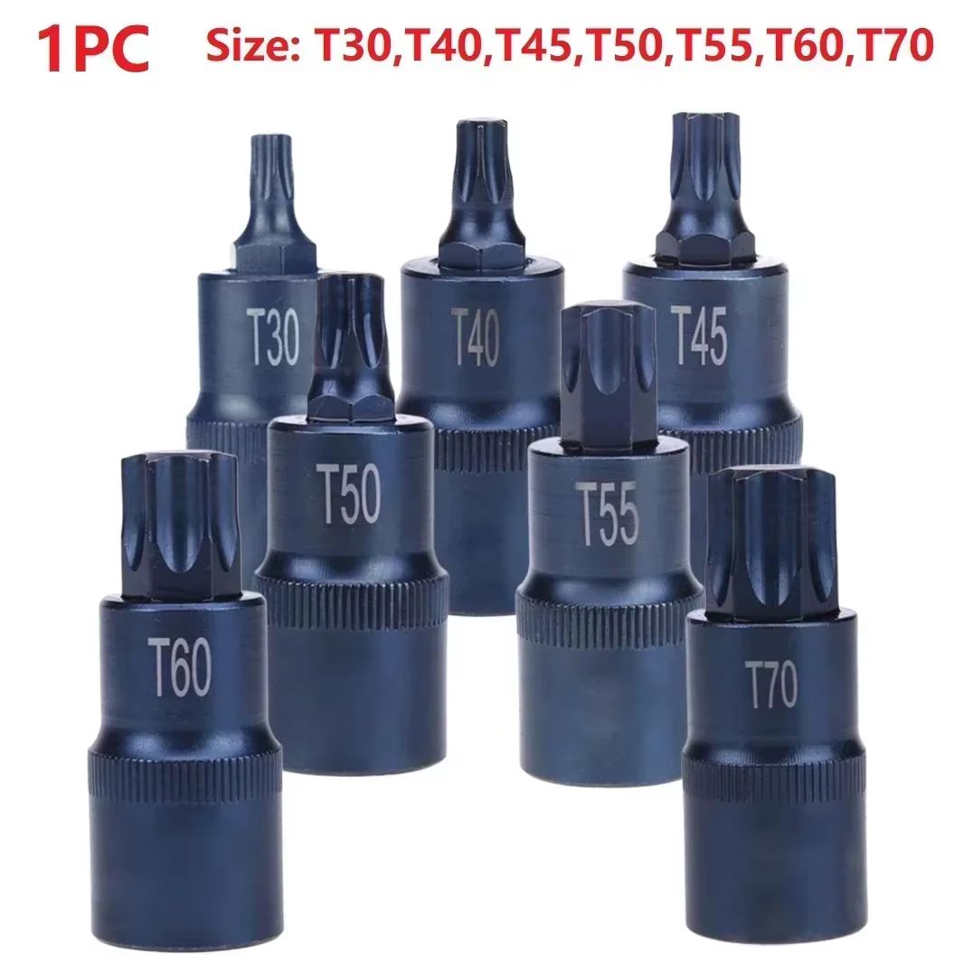 Embout de tournevis Torx 1/2 pouces, adaptateur d'embouts à douille T30 T40 T45 T50 T55 T60 T70, ada