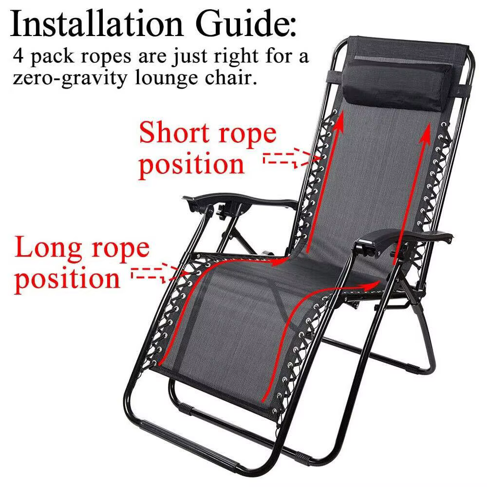 Kit de cordon de réparation de remplacement pour chaise inclinable, 4 pièces/ensemble, chaises longu