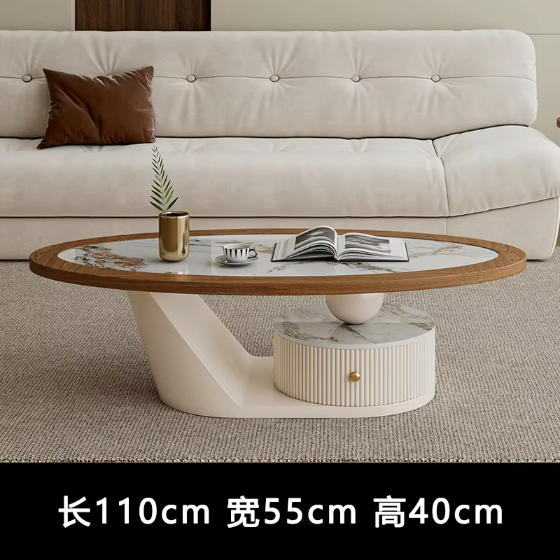 Tables basses ovales uniques avec rangement, design de salon, tables basses de luxe modernes, mesas 