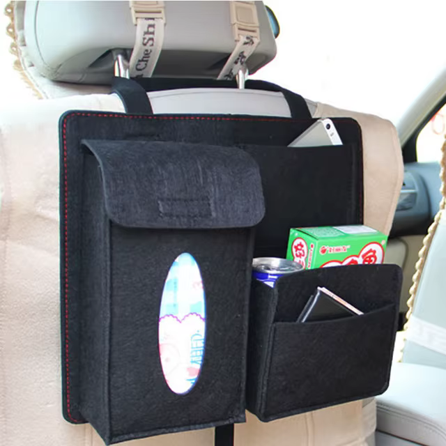 Sac de rangement de voiture, boîte de rangement de coffre, boîte de rangement en tissu feutré, sacs