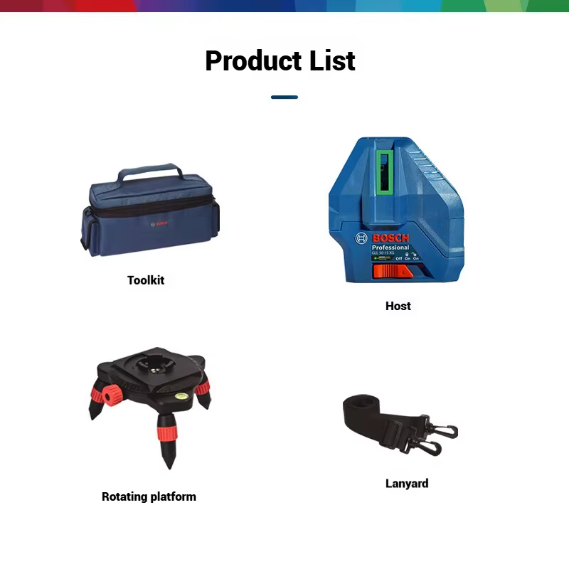 ‌ Niveau laser Bosch GLL 50-15 XG à faisceau vert avec pointe plombante, auto-nivelant, portée 15 m 