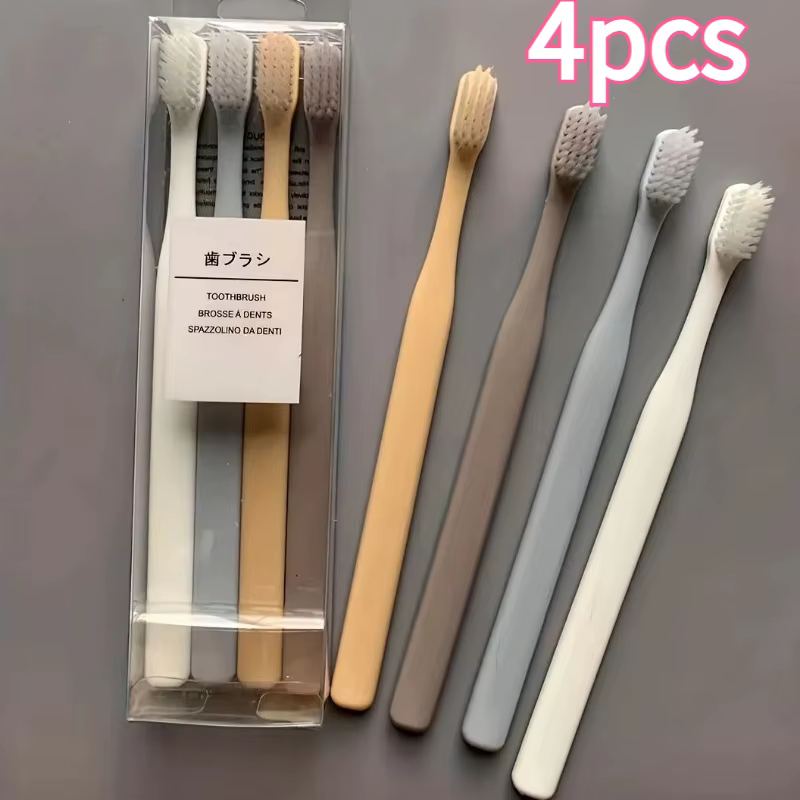 Brosse à dents japonaise Macaron 4 pièces/boîte, poils souples, petite tête pour adulte, brosse à de