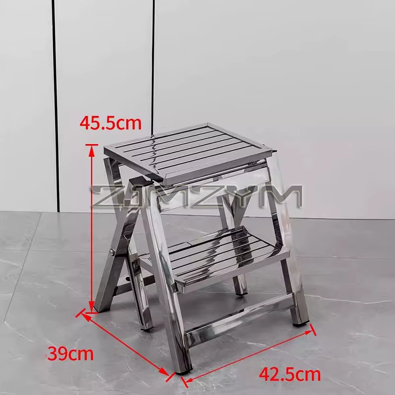 Tabouret d'échelle en acier inoxydable pliant télescopique épaissi escabeau intérieur multifonctionn