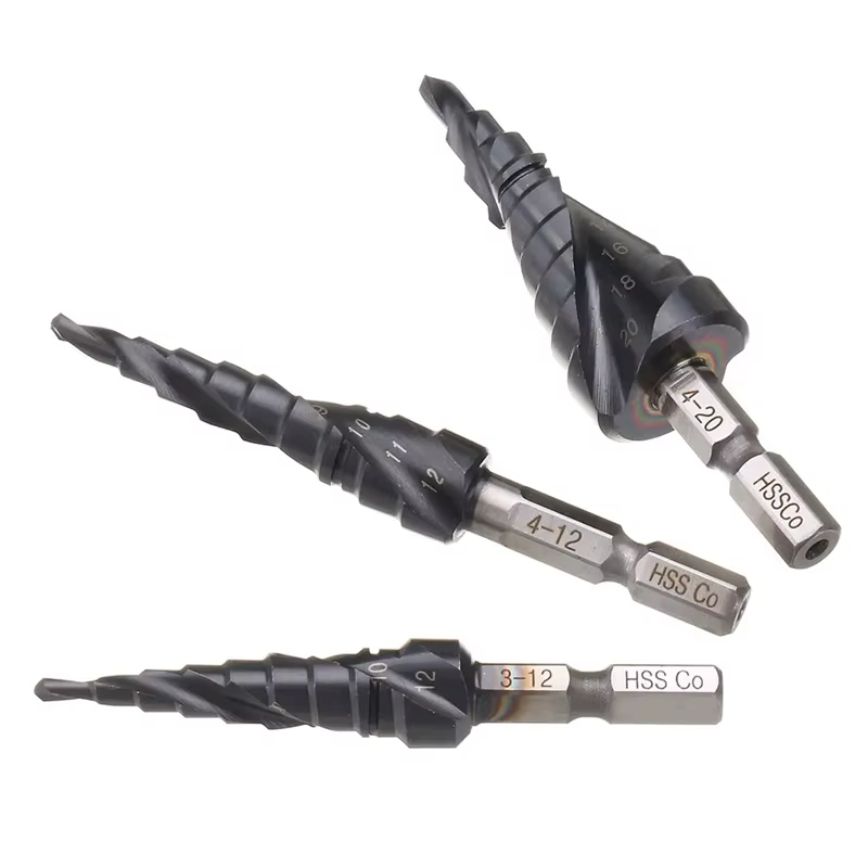 Foret étagé revêtu de TiAlN au Cobalt HRC89 M35, tige hexagonale de 1/4 pouces, ouvre-trou de perçag