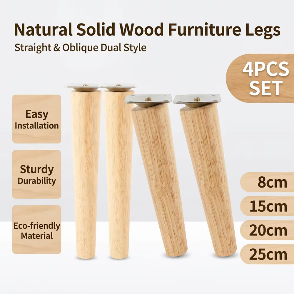 4 pièces pieds de meubles pieds de meubles en bois massif pieds de Table obliques/droits pieds de ch