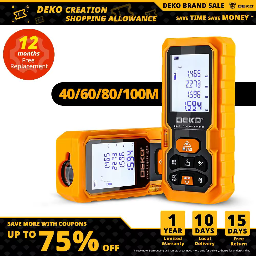 DEKO DKLD05 télémètre Laser portatif 40M 60M 80M 100M Mini télémètre Laser télémètre à bande Laser m