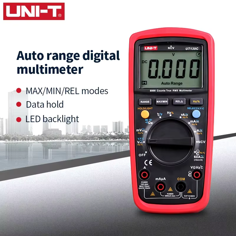 Multimètre numérique UNI-T UT139C, plage automatique, True RMS, testeur de condensateur, voltmètre p
