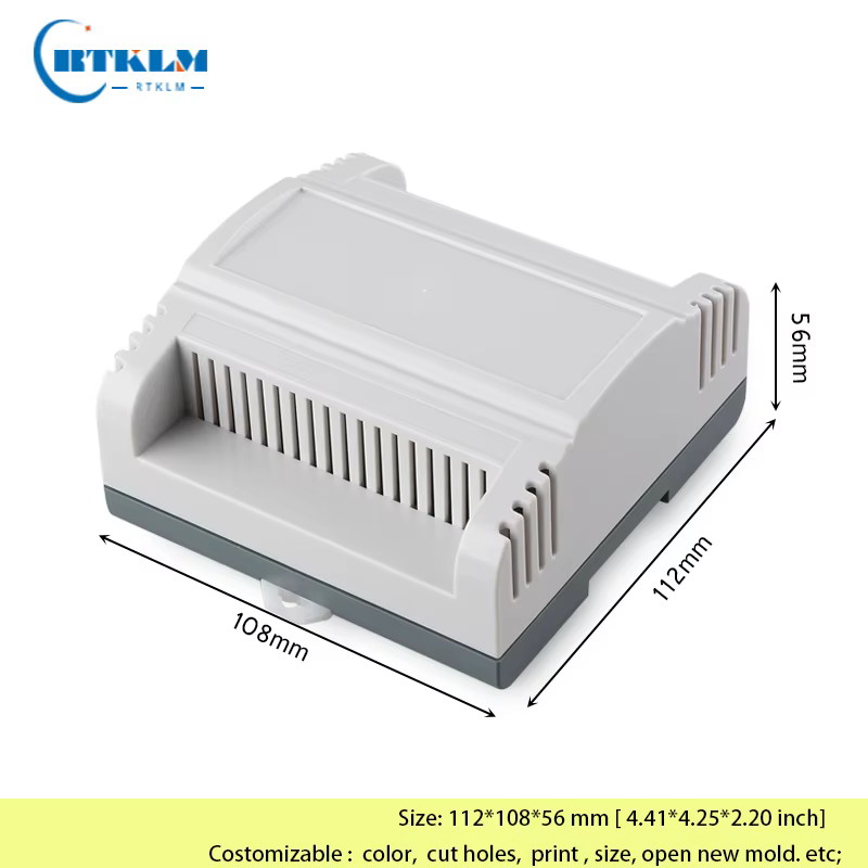 Boîtier de Projet Électronique en Plastique ABS, Rail Din, Industriel, 112x108x56mm