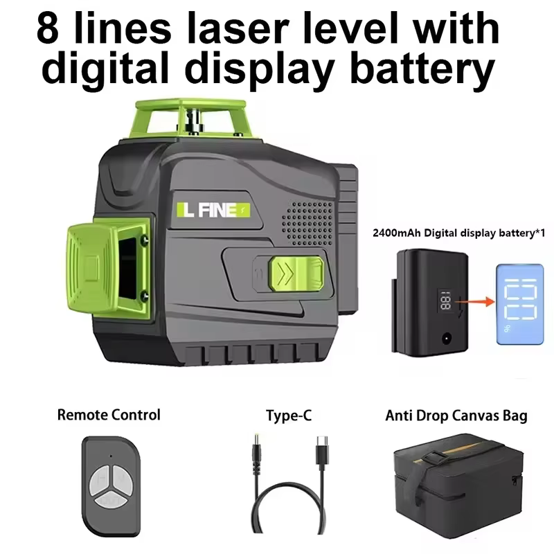 LFINE-Niveau Laser Professionnel 8/12 Lignes 16 Lignes, 360 °, Auto-Abrasif, Horizontal, Vertical, V
