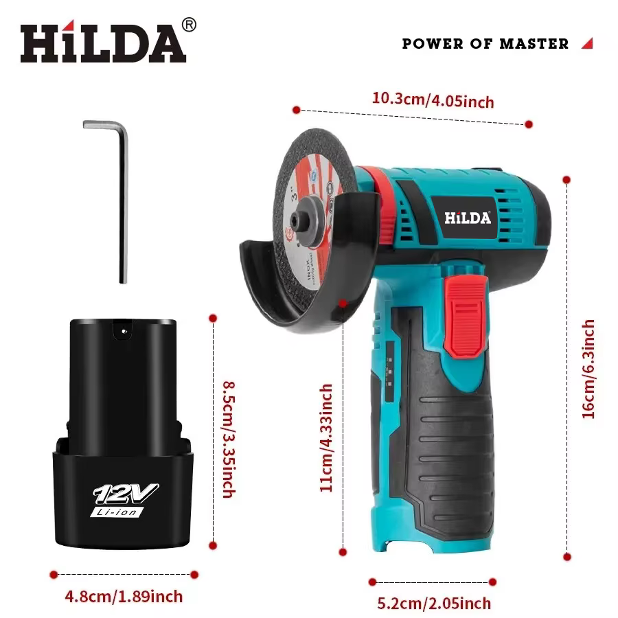 HiLDA 12V/3 Pouces Lithium Électrique Angle Grinder Mini Petit Ménage De Poche Machine De Découpe Po