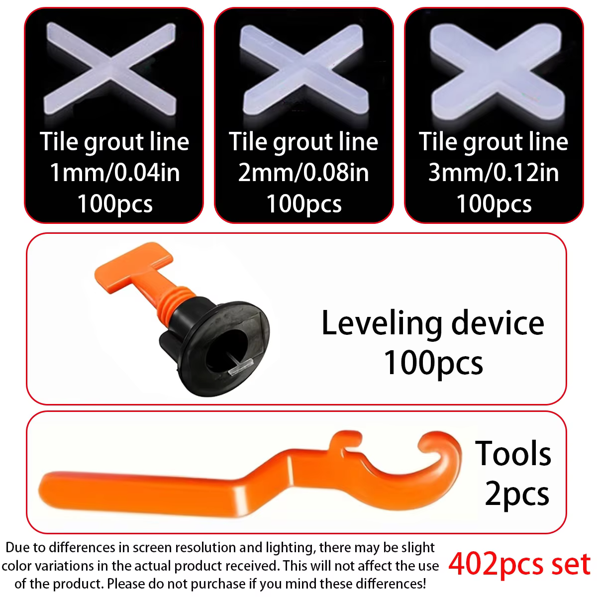 402 outils de nivellement de carreaux, niveleurs de carreaux en forme de croix, niveleurs de carreau