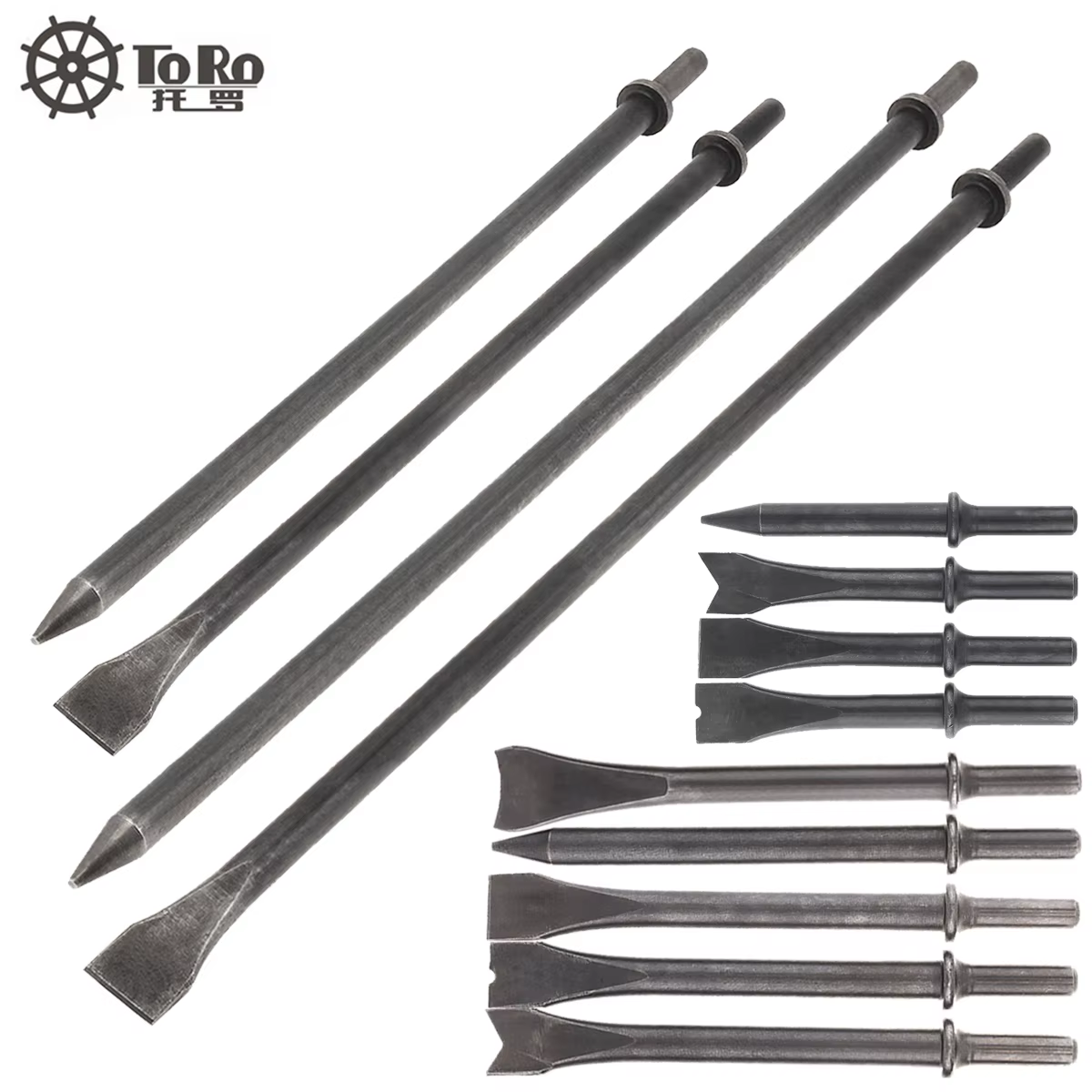 Tête de ciseau à air dure 120-460 mm 45 # Tête de pelle à Air solide en acier, embout de marteau à