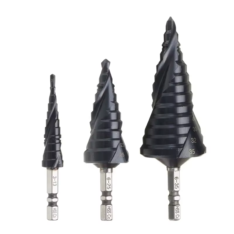 Foret étagé revêtu de TiAlN au Cobalt HRC89 M35, tige hexagonale de 1/4 pouces, ouvre-trou de perçag