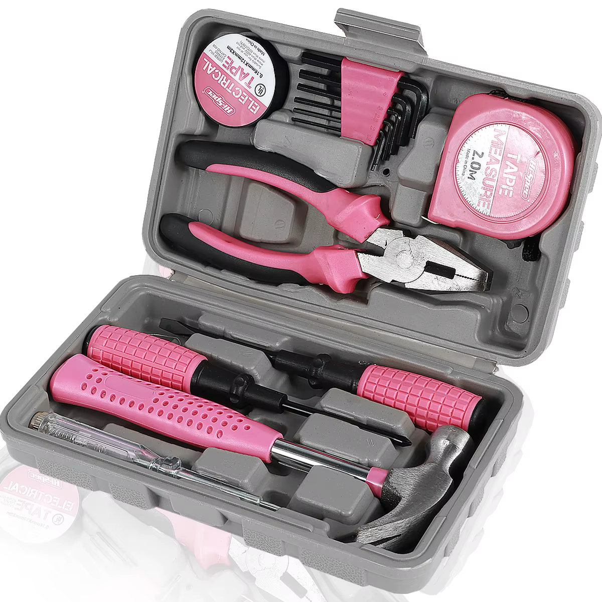 Kit d'outils de réparation domestique 13/24 pièces, ensemble d'outils à main multi-usages rose avec 
