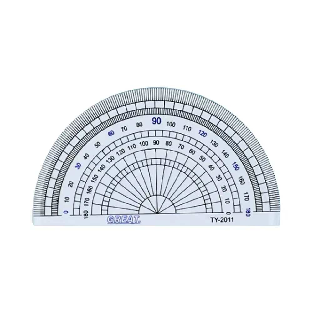 Rapporteur triangulaire transparent résistant à 180/360, règle de mesure d'angle demi-rond, concepti
