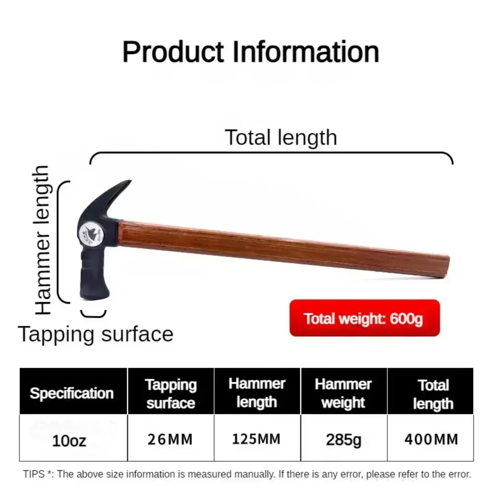 Marteau à griffes de travail, outils de menuiserie, marteaux à ongles, outil manuel portable profess