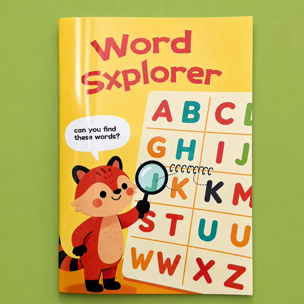 Livre de jeux de mots cachés de 32 pages pour enfants – Livre d'activités d'orthographe et de vocabu