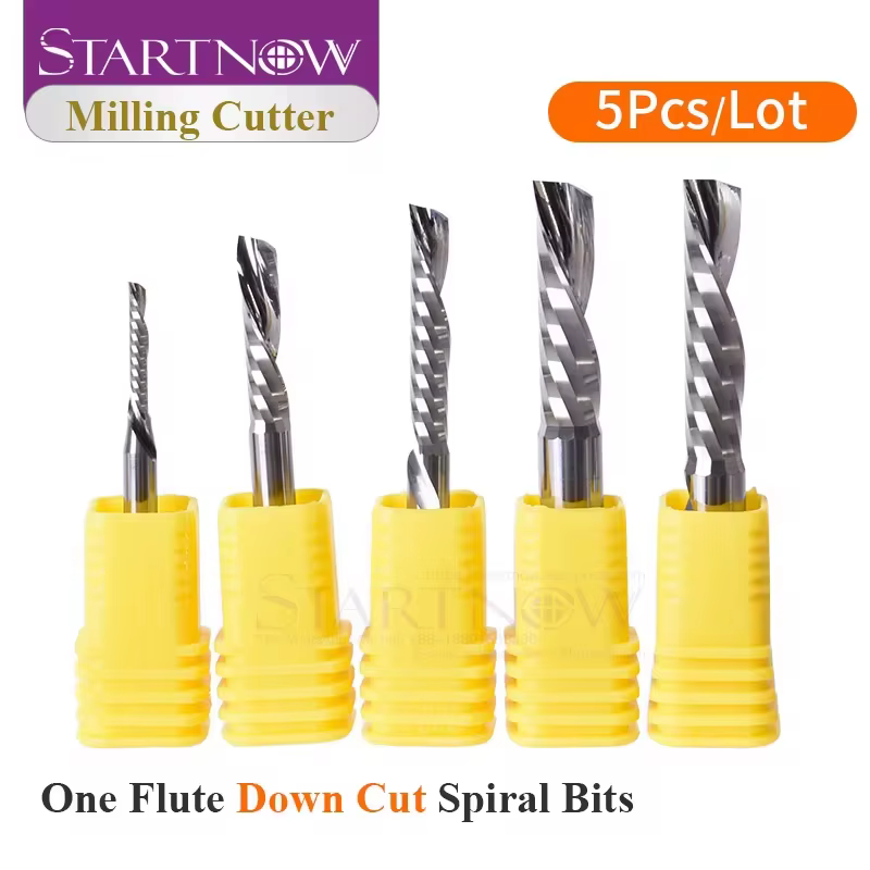 Startnow 5 pièces/lot fraise à coupe vers le bas fraise en bout à cannelure unique 3.175/4/6 carbure