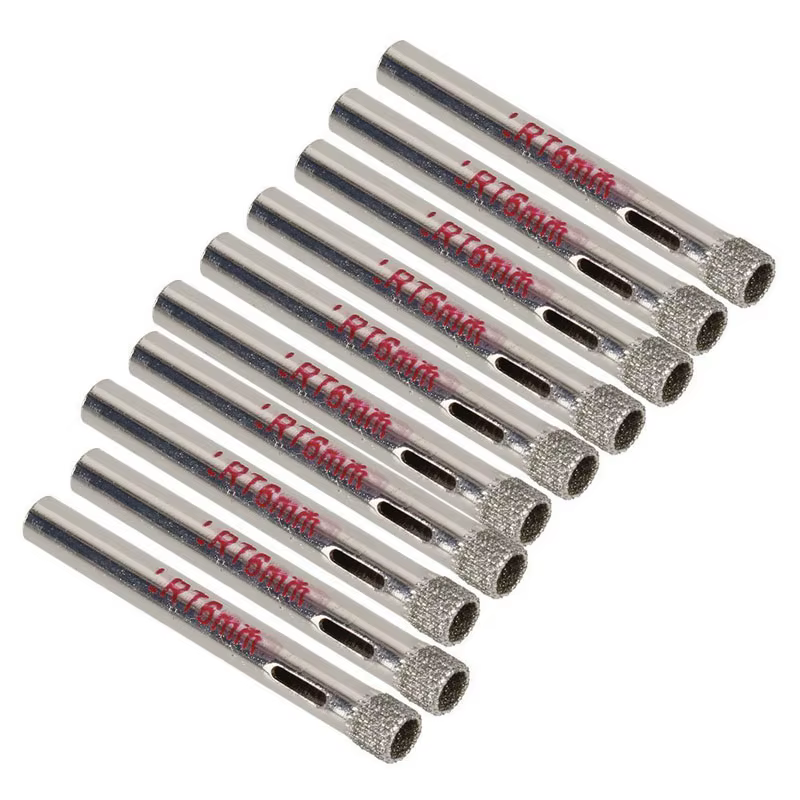 10 pièces 6mm diamant enduit foret carrelage céramique verre scies cloche argent Cutter ouvreur Bits