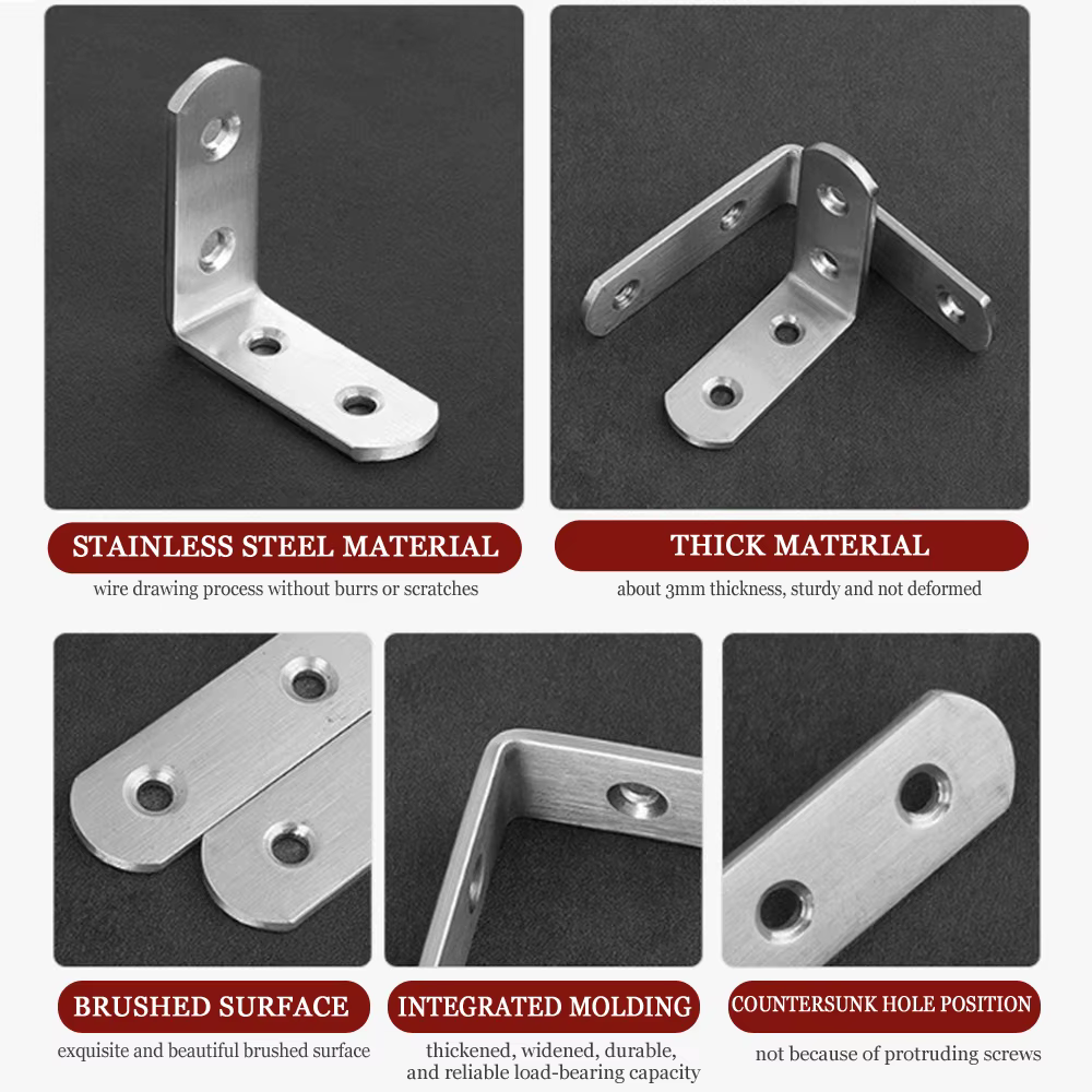 Fixation d'angle en acier inoxydable, 40x40mm, pratique, joint épais à angle droit, pour meubles de 