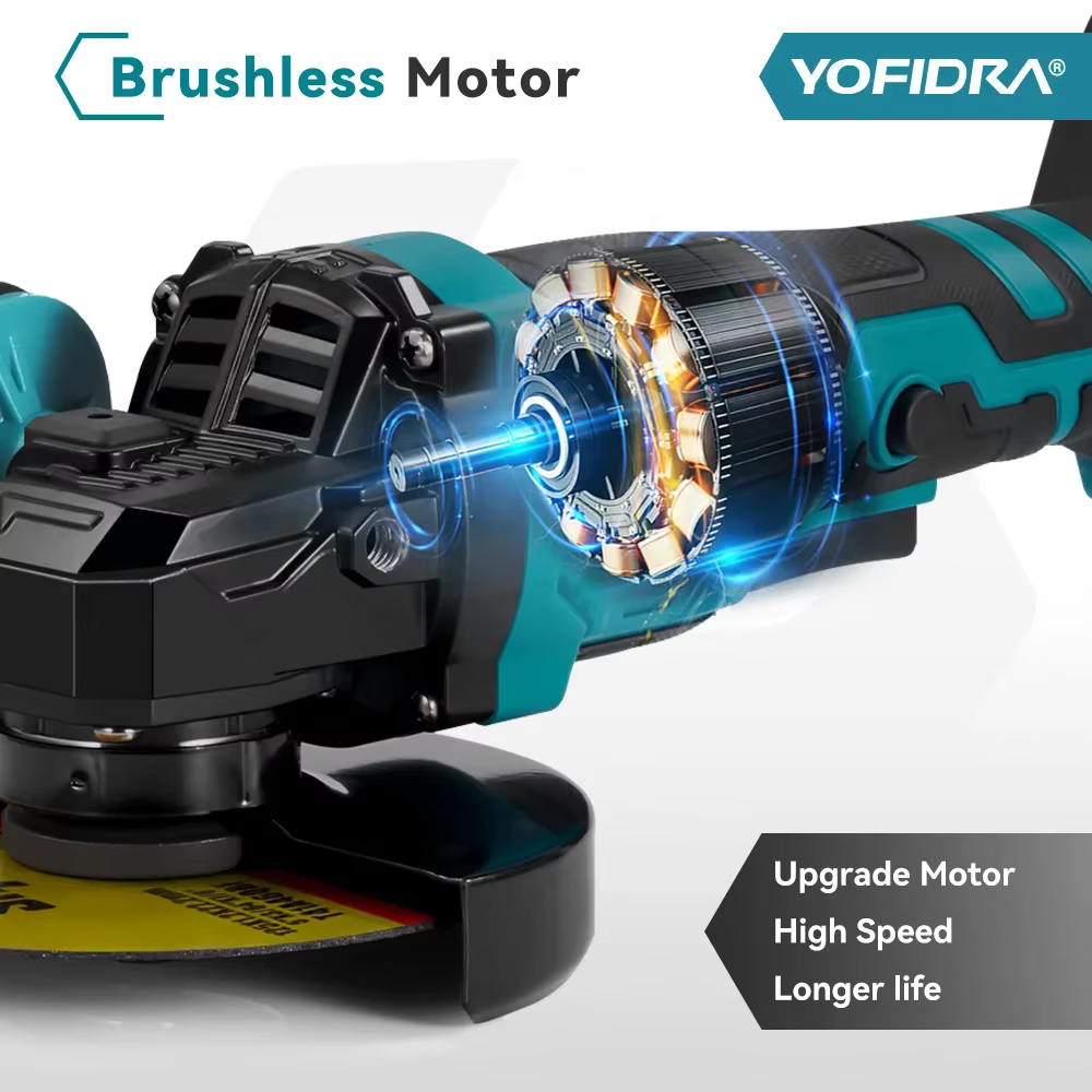 YOFIDRA 125mm meuleuse d'angle électrique sans brosse 3 vitesses polisseuse sans fil coupe outil éle