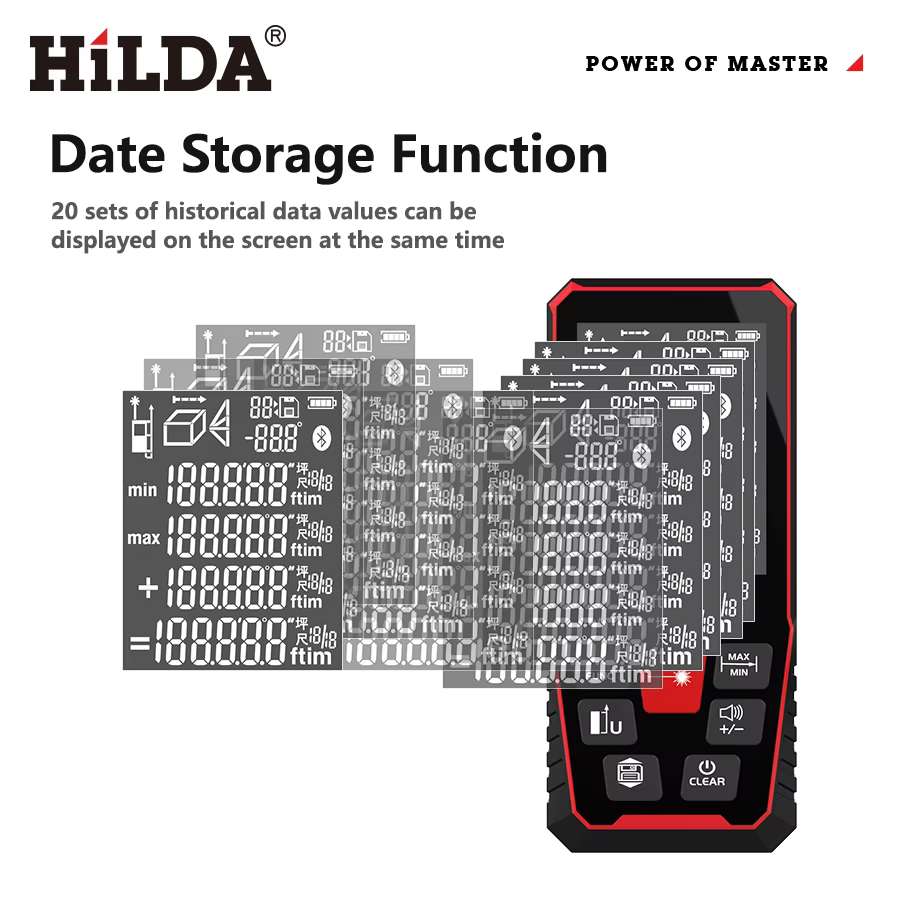 HILDA 100 M/120 M télémètre Laser télémètre détecteur de construction mesure règle Laser bande gamme