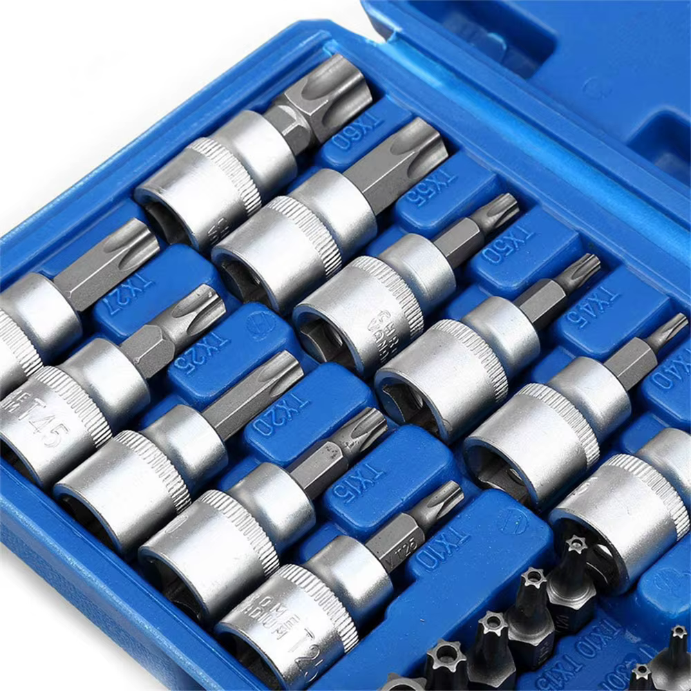 Jeu de douilles et d'embouts Torx Star de haute qualité, 34 pièces, mâles/femelles, embouts de sécur