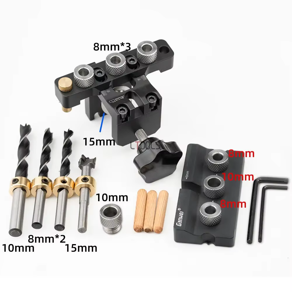 Kit maître de gabarit de perçage de précision 3-en-1 pour chevilles et came, guide de perçage de tro