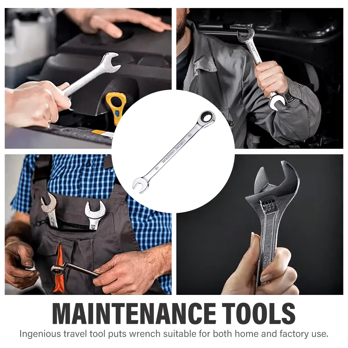 Jeu de clés à cliquet à 72 dents, 12 pièces, 8-19 mm, clés à tête fixe, parfait pour le bricolage à