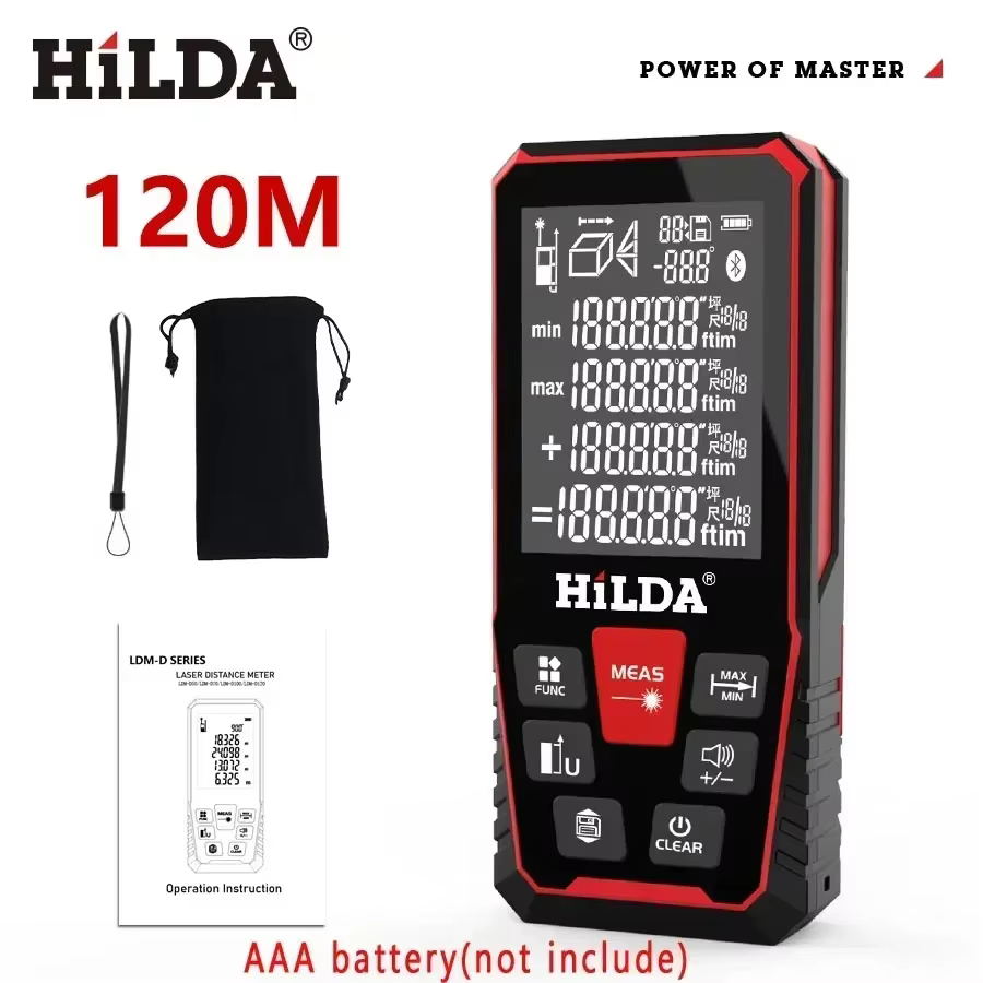 HILDA Laser Distance 50M/100M/120M Télémètre Profesional Mètre Laser Range Finder Règle Outil de Tes