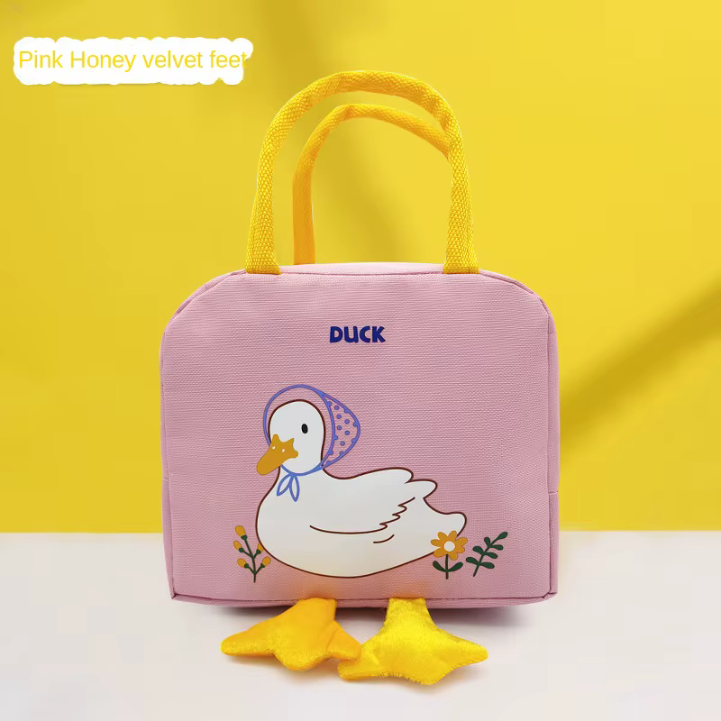 Enfants Portable isolé thermique pique-nique nourriture mignon canard jaune sac à déjeuner boîte fou